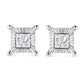 .925 Sterling Silver 1.0 Cttw Miracle Set Princess-cut Diamond Solitaire Stud Earrings (H-I Color, I2-I3 Clarity)