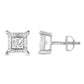 .925 Sterling Silver 1.0 Cttw Miracle Set Princess-cut Diamond Solitaire Stud Earrings (H-I Color, I2-I3 Clarity)