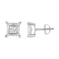 .925 Sterling Silver 1.0 Cttw Miracle Set Princess-cut Diamond Solitaire Stud Earrings (H-I Color, I2-I3 Clarity)