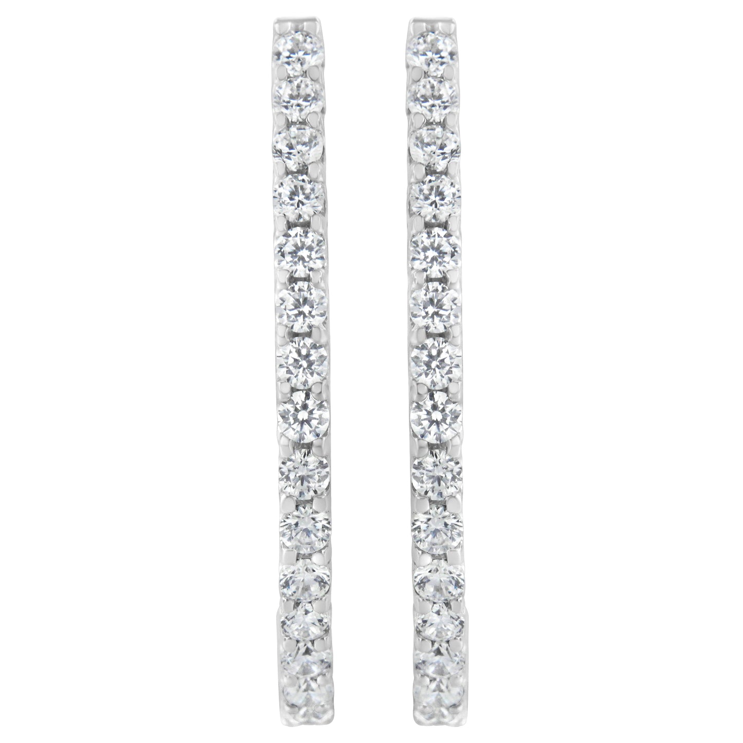 14K White Gold 2.0 Cttw Round Brilliant Cut Diamond Oblong Hinged Leverback Hoop Earrings (I-J Color, I1-I2 Clarity)