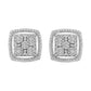 .925 Sterling Silver 3/8 Cttw Miracle Set Round Diamond Double Halo Cluster Earrings (I-J Color, I2-I3 Clarity)
