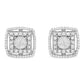 .925 Sterling Silver 1.0 Cttw Round Diamond Double Halo and Disc Stud Earring (I-J Color, I2-I3 Clarity)