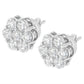 Sterling Silver 2 cttw Floral Composite 7 Stone Diamond Stud Earring (I-J, I1-I2)
