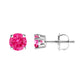 14K White Gold 1.0 Cttw Round Brilliant Cut Lab Grown Pink Diamond 4-Prong Classic Solitaire Earrings (Pink Color, VVS2-VS1 Clarity)