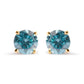 14K Yellow Gold 1.0 Cttw Treated Aqua Blue Diamond Classic Solitaire Stud Earrings (Aqua Blue Color, I2-I3 Clarity)