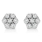 14K White Gold 1/2 Cttw Prong Set Round-Cut Diamond Flower Stud Earring (H-I Color, I1-I2 Clarity)