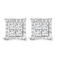 14K White Gold 2.00 Cttw Invisible Set Princess-Cut Lab Grown Diamond Wavy Quad Stud Earrings