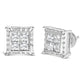 14K White Gold 2.00 Cttw Invisible Set Princess-Cut Lab Grown Diamond Wavy Quad Stud Earrings