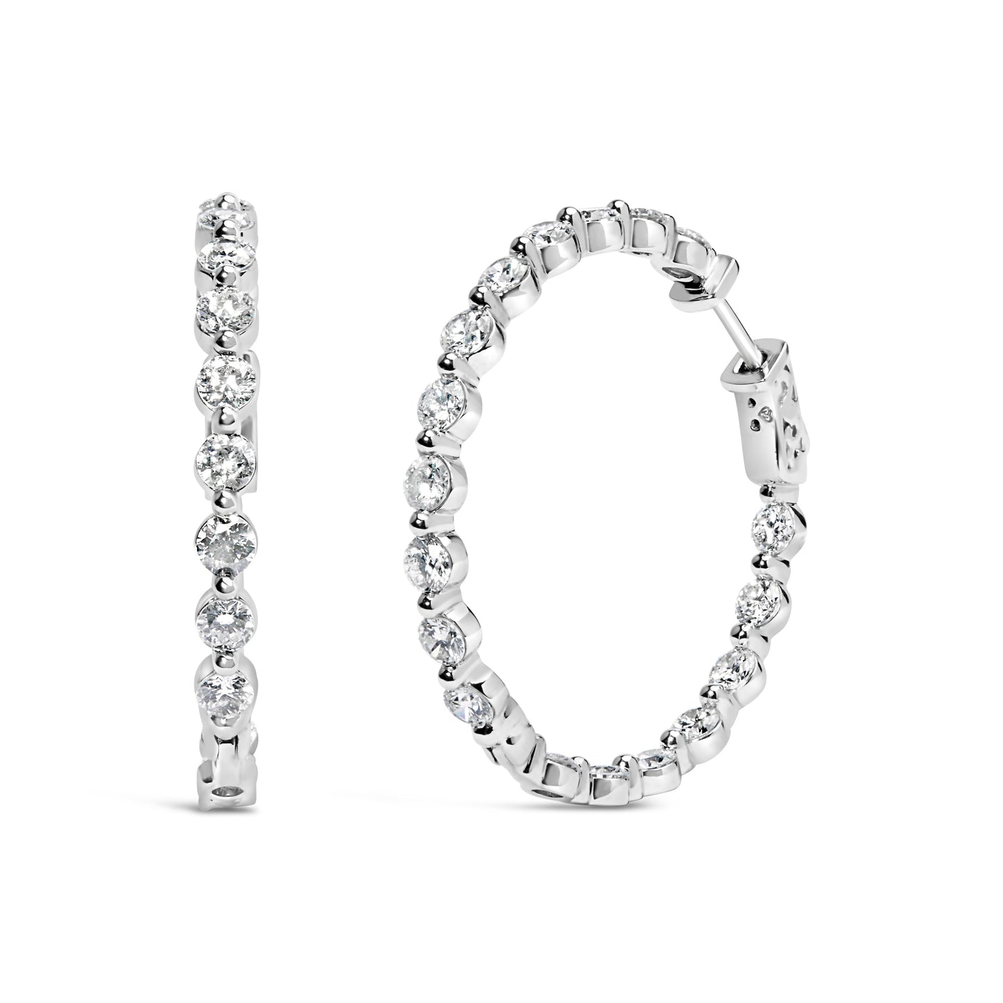 14K White Gold 5.00 Cttw Lab Grown Diamond Inside-Out Hoop Earring