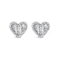 14K Yellow Gold Plated .925 Sterling Silver 1/2 Cttw Round and Baguette Diamond Composite Heart Shaped Stud Earring (I-J Color, SI2-I1 Clarity)