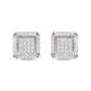 10K White Gold 1 1/10 Cttw Princess Diamond Composite and Halo Stud Earrings (I-J Color, I1-I2 Clarity)