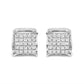 10K White Gold 1/2 Cttw Princess Cut Diamond Square Shaped Multi Stone Stud Earrings (H-I Color, SI1-SI2 Clarity)