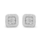 10K White Gold 1.0 Cttw Round and Princess Cut Diamond Composite Open Halo Stud Earrings (H-I Color, SI1-SI2 Clarity)