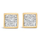 14K Yellow Gold 1.0 Cttw Princess Cut Diamond Composite Stud Earrings with Screw Backs (J-K Color, SI1-SI2 Clarity)