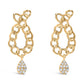 14K Yellow Gold Plated .925 Sterling Silver 1/10 Cttw Diamond Chain Link Teardrop Dangle Earrings (H-I Color, I1-I2 Clarity)