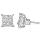 Sterling Silver 1/2 Cttw Princess Diamond Composite Square Stud Earrings