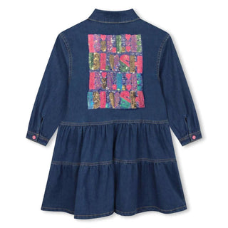 Billieblush - Long Sleeve Flounced Denim Dress