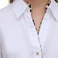 Camisa Calvin Klein Feminina com Botões e Acabamento em Leopardo, Branca, Tamanho P