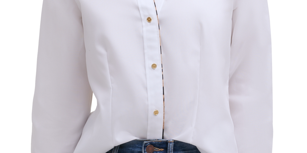 Camisa Calvin Klein Feminina com Botões e Acabamento em Leopardo, Branca, Tamanho P