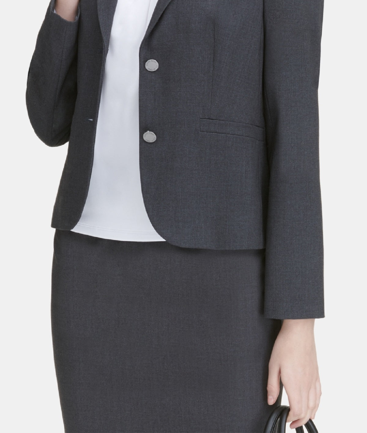 Calvin Klein Blazer Feminino de Dois Botões Cinza Tamanho 14