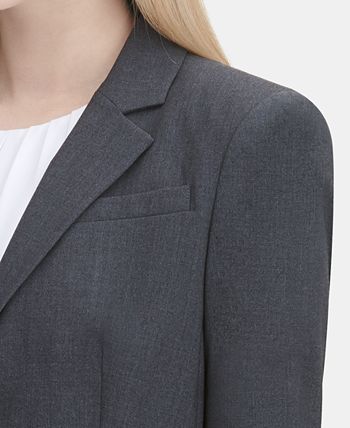 Calvin Klein Blazer Feminino de Dois Botões Cinza Tamanho 12