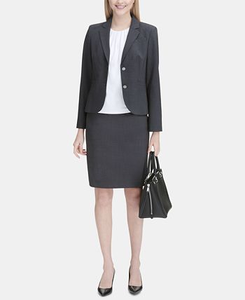 Calvin Klein Blazer Feminino de Dois Botões Cinza Tamanho 12