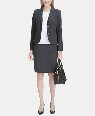 Calvin Klein Blazer Feminino de Dois Botões Cinza Tamanho 12