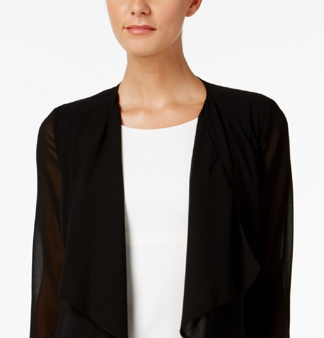 Calvin Klein Cardigan drapeado com mangas ilusórias feminino, preto, tamanho pequeno