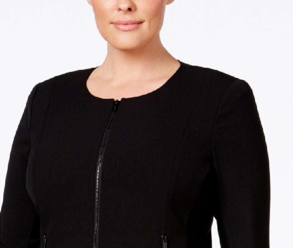 Jaqueta Calvin Klein Plus Fit Solutions Feminina com Zíper Frontal, Preta, Tamanho 16W
