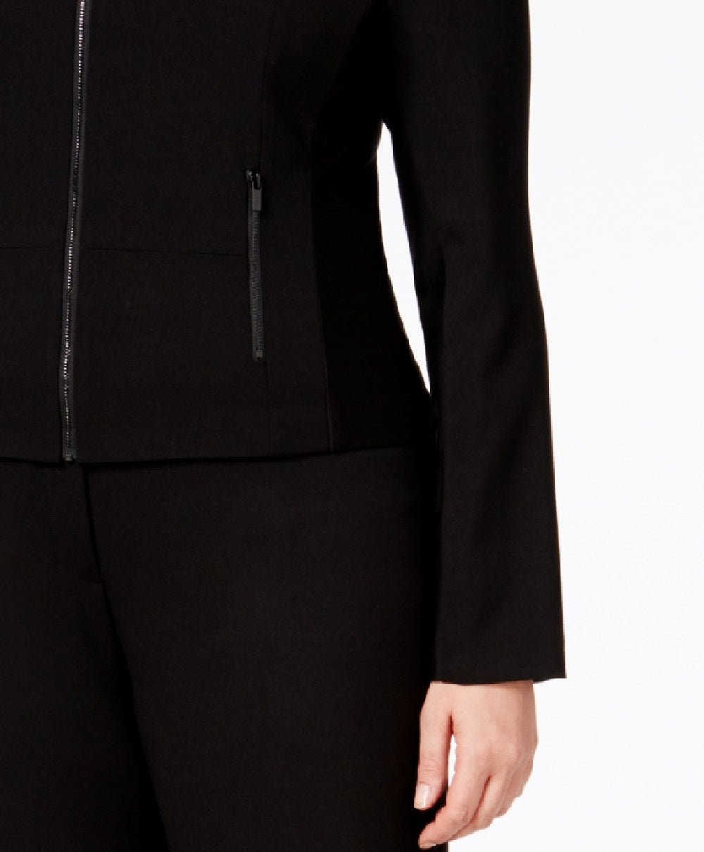 Jaqueta Calvin Klein Plus Fit Solutions Feminina com Zíper Frontal, Preta, Tamanho 16W