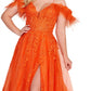 Ellie Wilde - A-line Prom Dress With Feather Trim