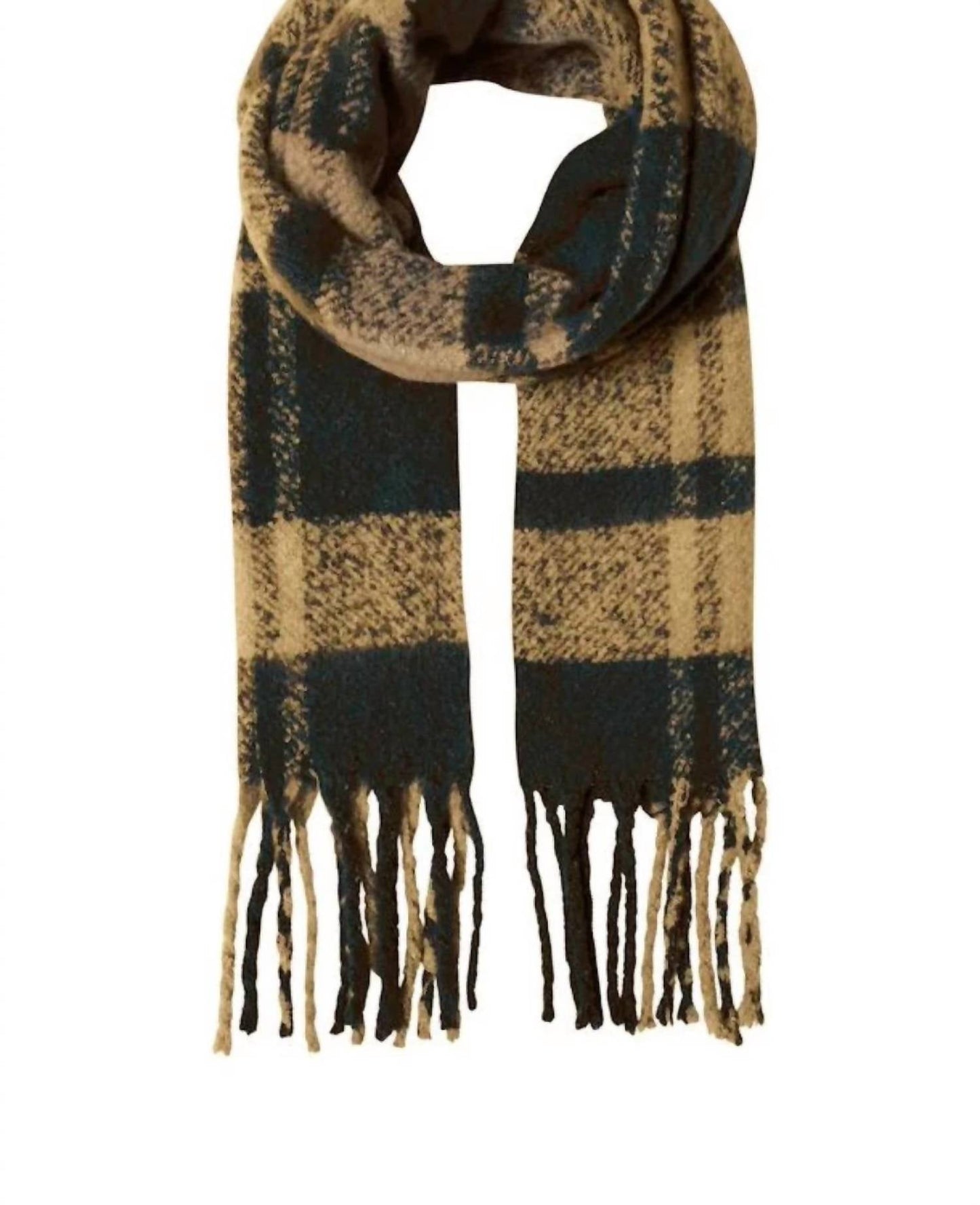 Ichi - WOMEN'S PLAID FRINGE SCARF