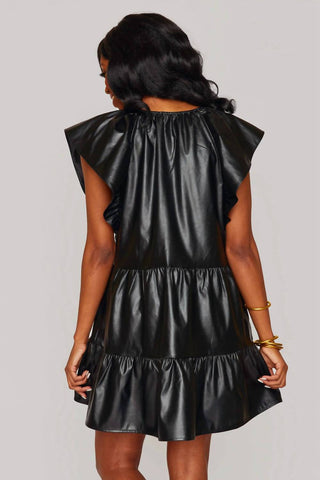 Buddylove - Vestido de couro com mangas franzidas Ronnie