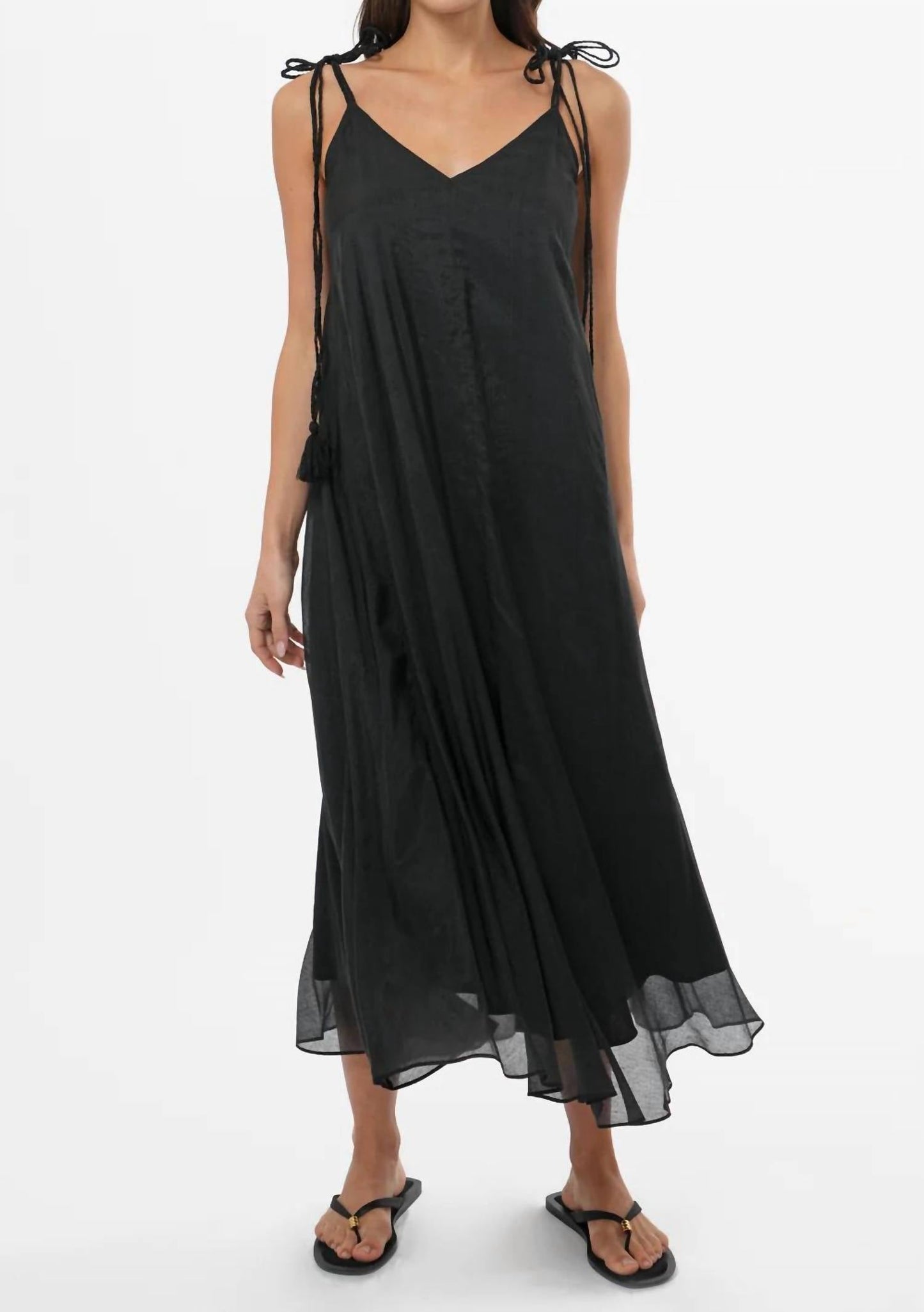 Greylin - Tassel Strap V-neck Midi Dress