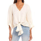 Karen Kane - Blouson Sleeve Linen Tie-Front Top