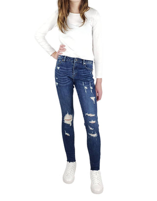 Tractr - Calça jeans skinny destruída de cintura alta Nina para meninas