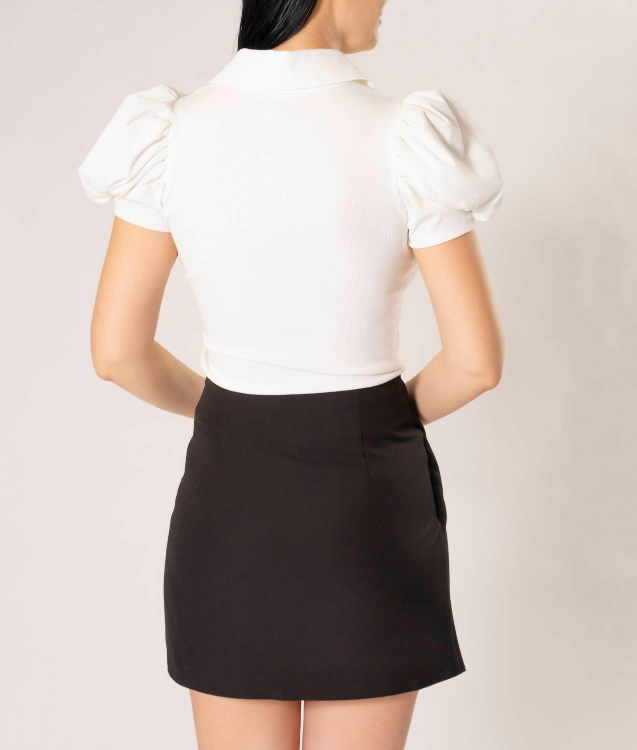 Area Stars - FORD BUTTON UP PUFF SLEEVE POLO TOP