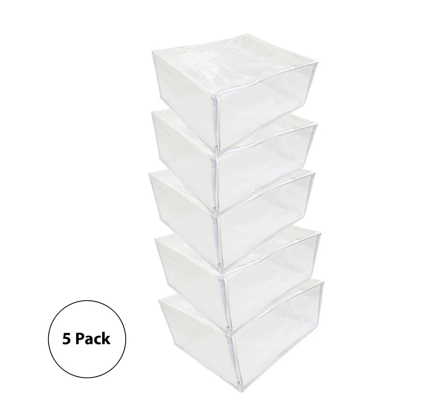 Conjunto de 5 sacos de armazenamento de vinil transparente com zíper 25 x 21 x 11 polegadas 