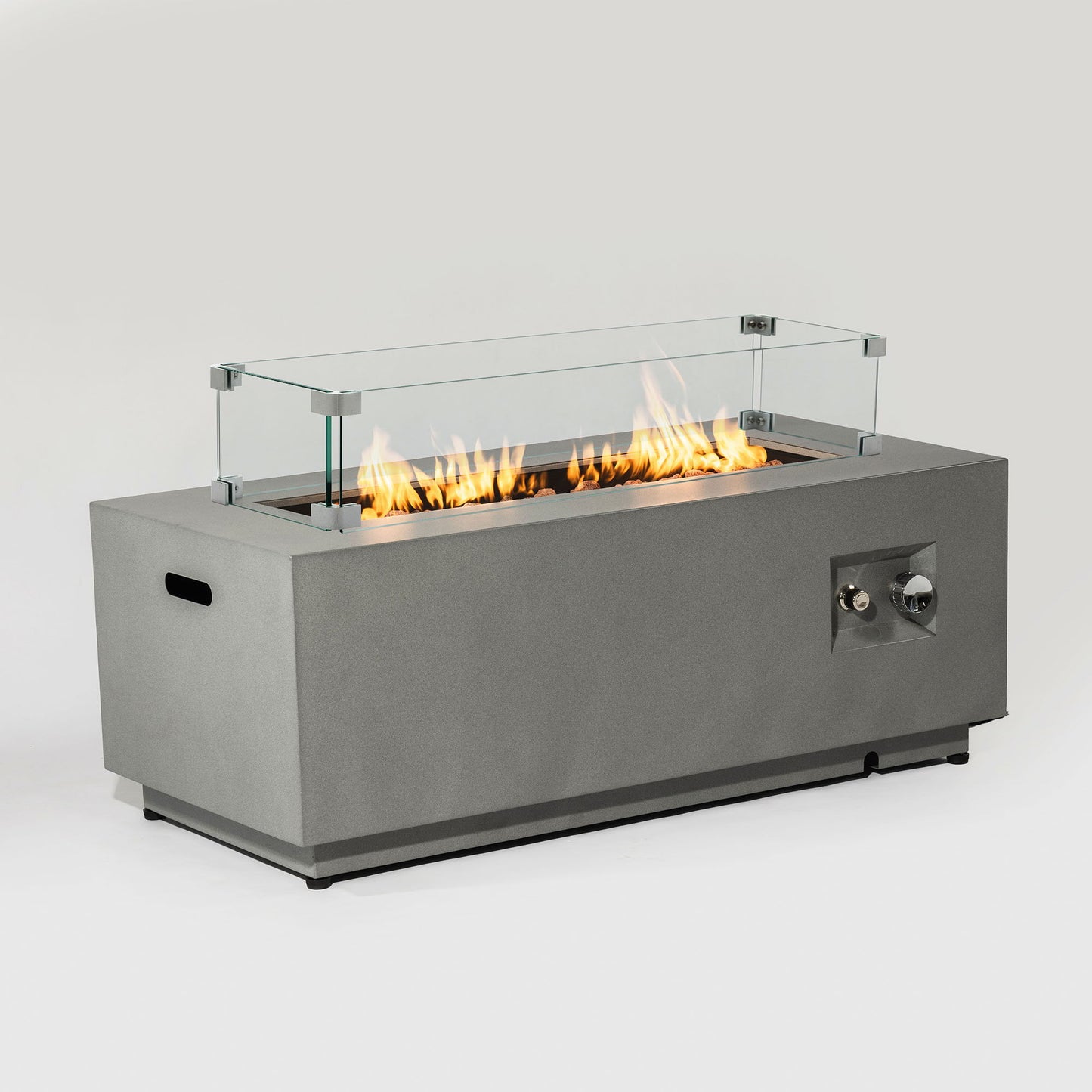 42" Propane Gas Fire Pit Table with Glass Wind Guard