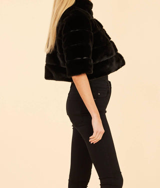 Dolce Cabo - Faux Fur Paneled Cropped Jacket