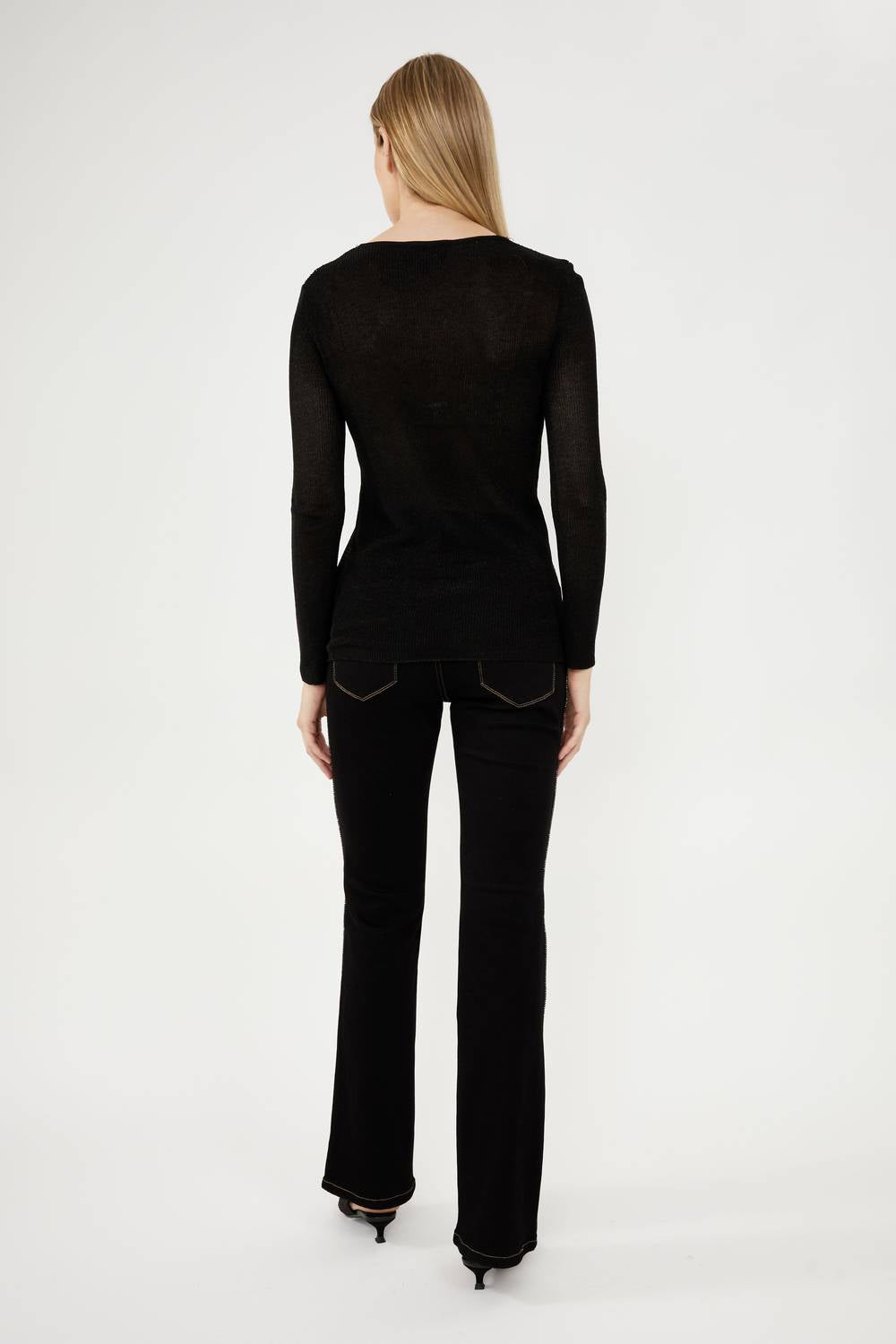 Frank Lyman - Bejweled V-neck Knit Top