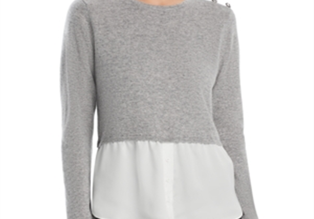 Suéter de cashmere com bainha em camadas e acabamento em alfaiataria Aqua Cashmere