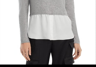 Suéter de cashmere com bainha em camadas e acabamento em alfaiataria Aqua Cashmere