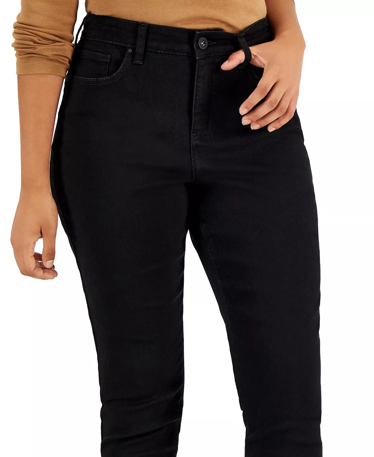 Calça jeans skinny feminina Style &amp; Co Curvy Fit, preta, tamanho 4