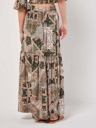 Saia em camadas Paisley Damasco - BoHo