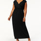 Vestido longo feminino plus size franzido estilo império, preto, tamanho 1X, da NY Collection