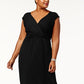 Vestido longo feminino plus size franzido estilo império, preto, tamanho 1X, da NY Collection