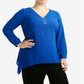 Top feminino plus size com três argolas e bainha Sharkbite da NY Collection, azul, tamanho 2X