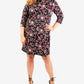 Vestido feminino plus size em malha jacquard com colar, coleção NY - preto/vinho, tamanho 2X