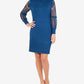 Vestido justo feminino NY Collection com manga de renda, azul, tamanho extragrande